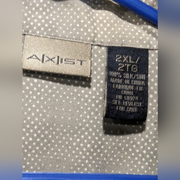 Axist button down, men's, short sleeve, silk shirt. Size 2XL. Taupe colour. - Picture 4 of 6